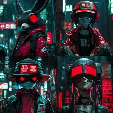 Cyberpunk Animal Characters in Neon City - Пример 1