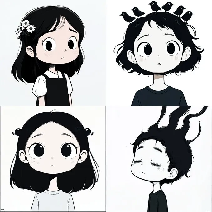 Monochrome Whimsical Characters - Пример 2