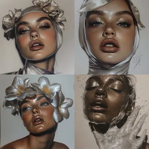 Glamorous Realism with Floral Elements - Пример 1