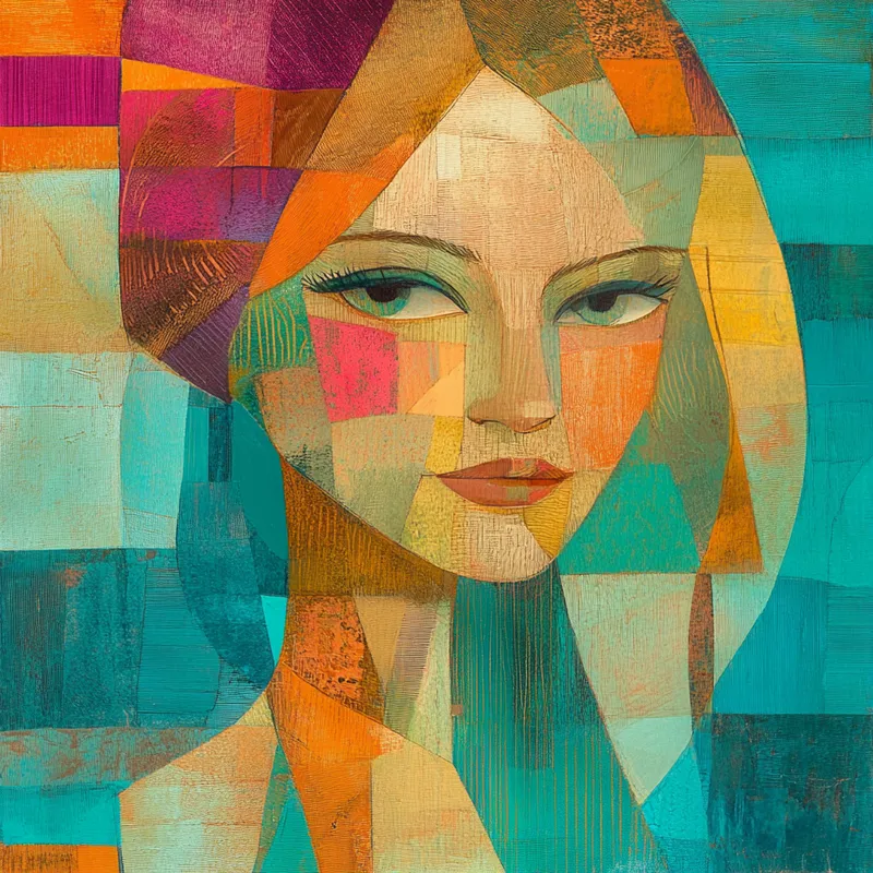 Cubist Portrait with Warm Cool Tones - Пример 3