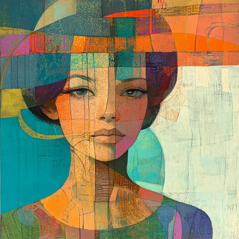 Cubist Portrait with Warm Cool Tones - Пример 4