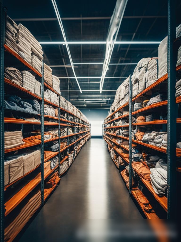 Широкоугольный снимок современного просторного склада одежды — Скачать изображение - Пример 5