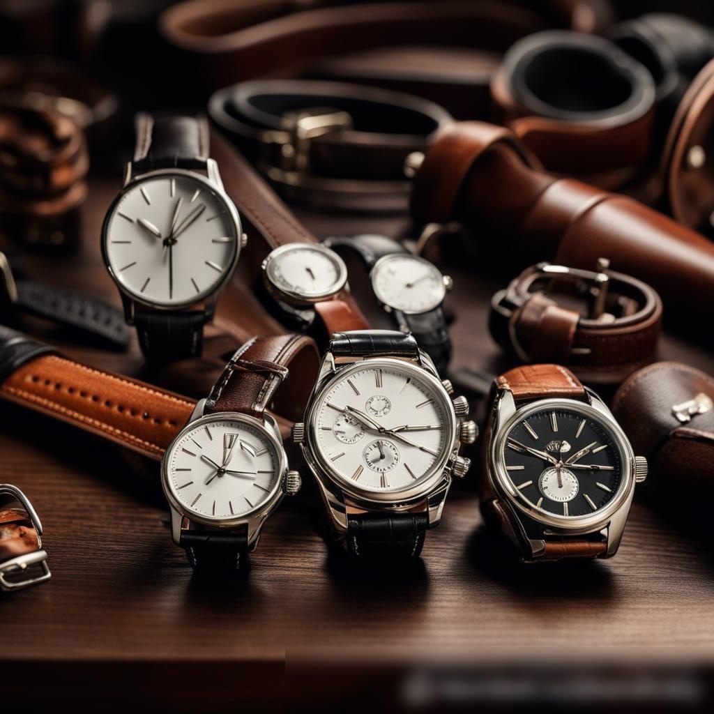 Крупным планом коллекция роскошных часов и кожаных ремней - Пример 3