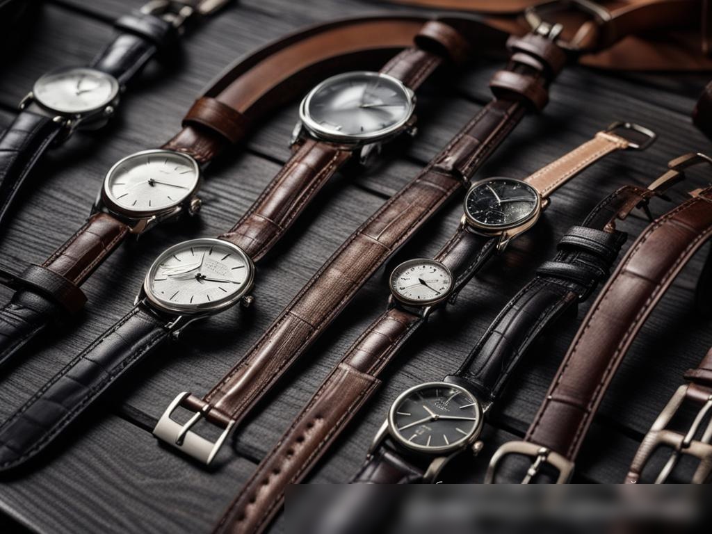 Крупным планом коллекция роскошных часов и кожаных ремней - Пример 4