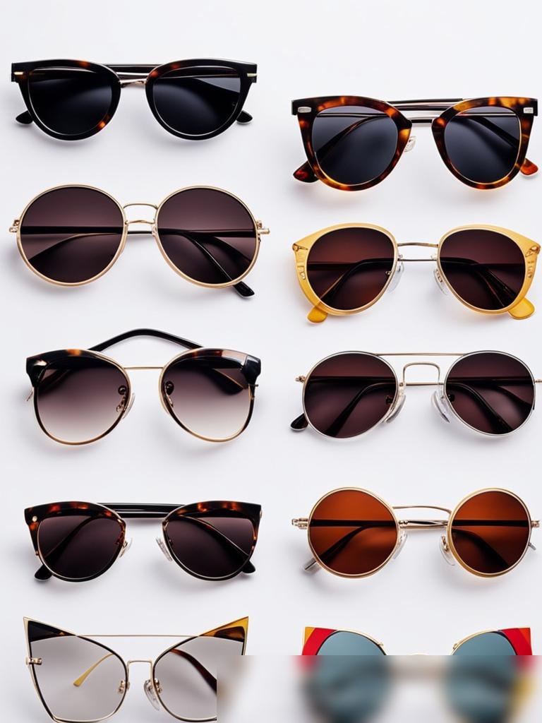 Разнообразные стильные солнцезащитные очки на ярком белом фоне - Пример 5