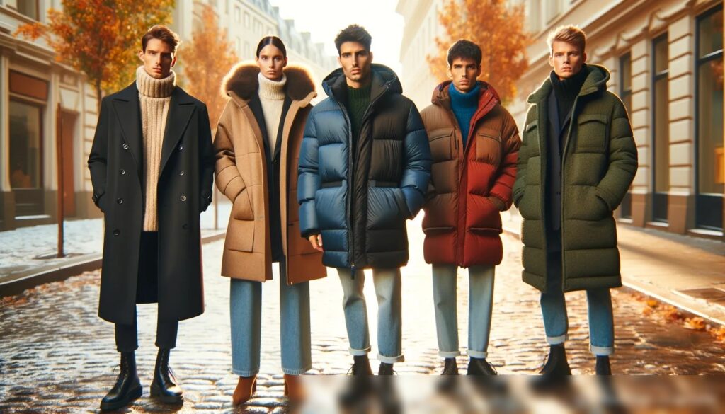 Разнообразная группа людей в городской среде осенью - Пример 2