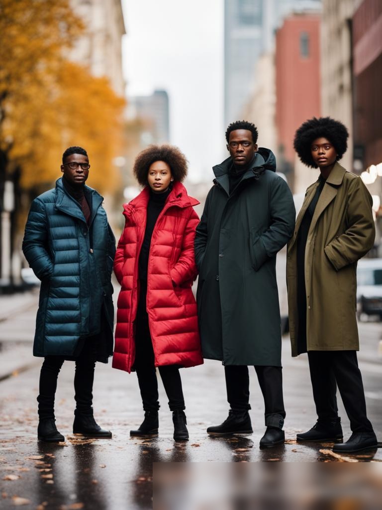 Разнообразная группа людей в городской среде осенью - Пример 5