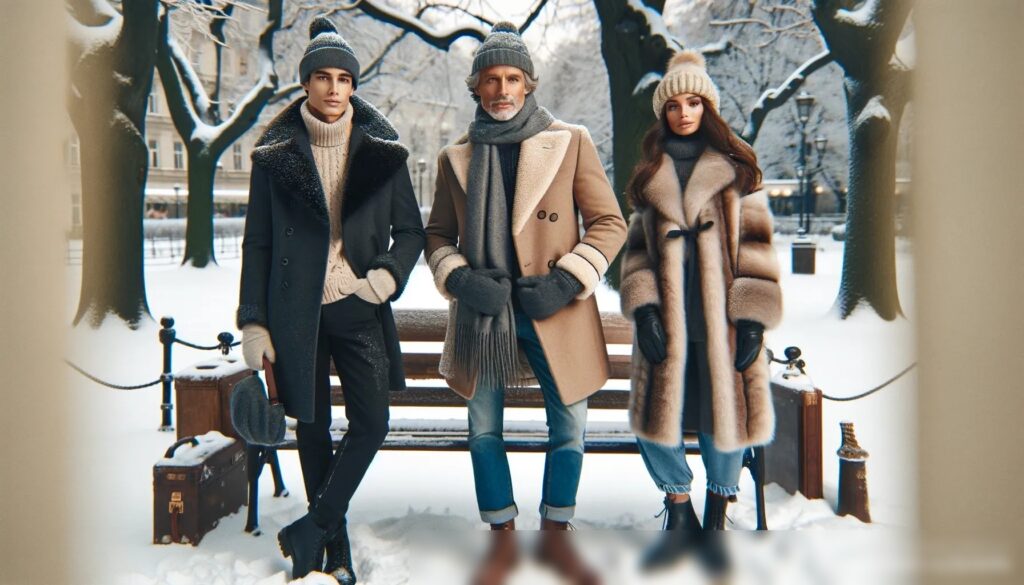 Зимняя мода в снежном парке - Пример 1