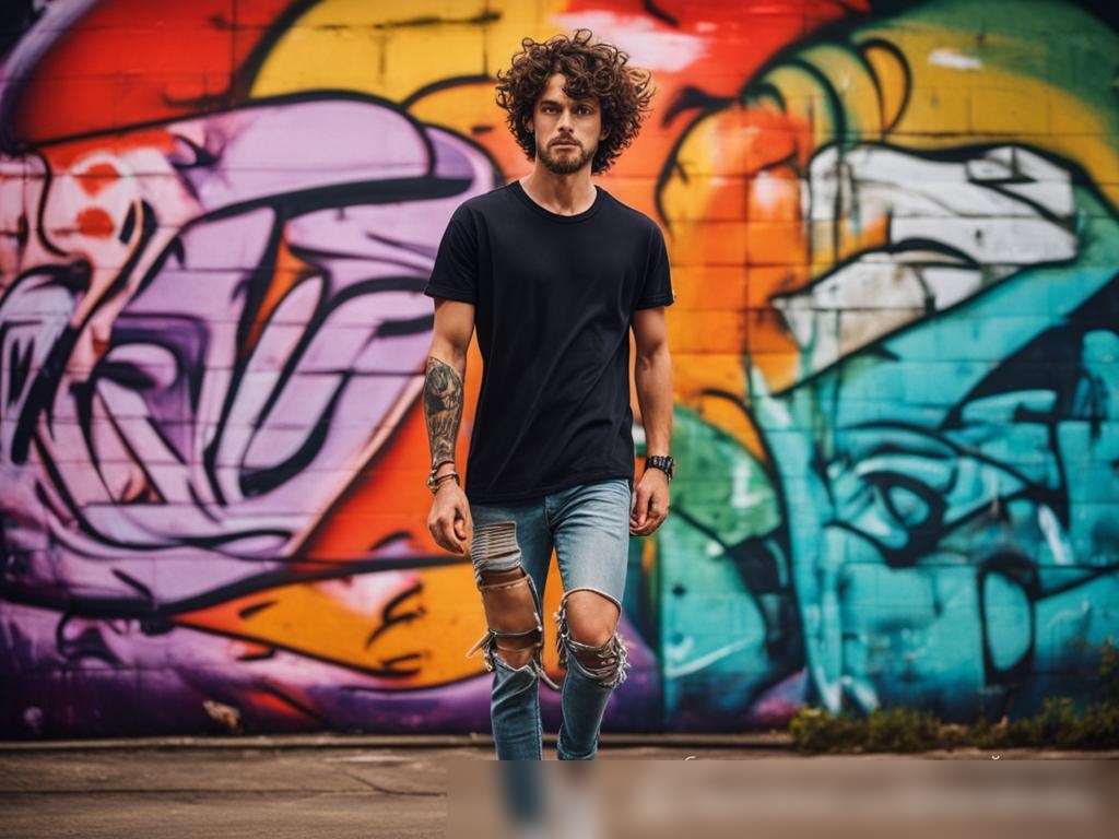 Молодой человек в уличном стиле у граффити - Пример 4