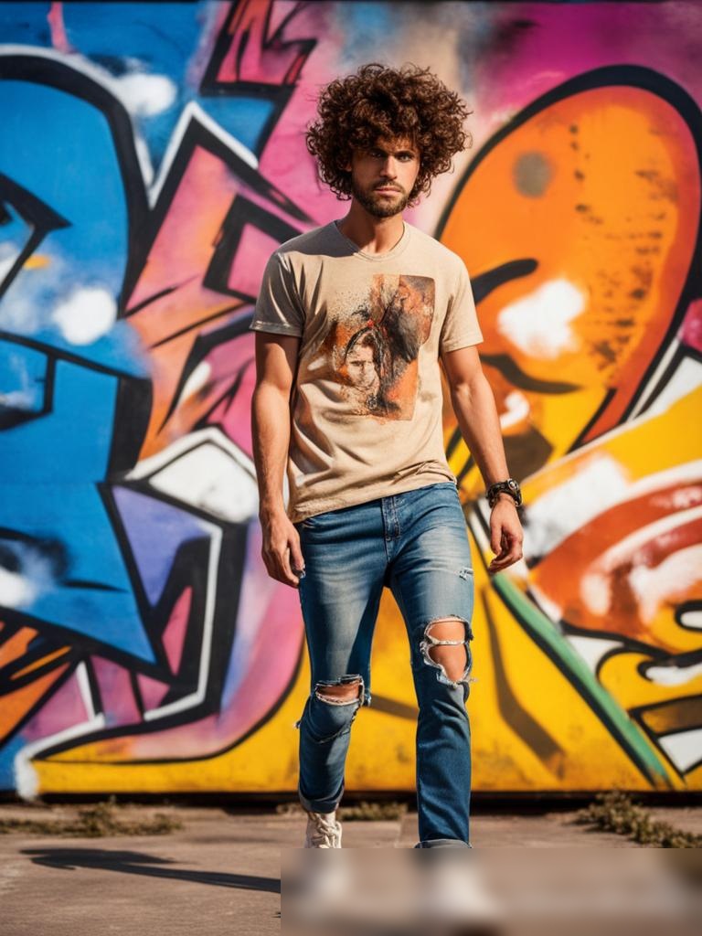 Молодой человек в уличном стиле у граффити - Пример 5