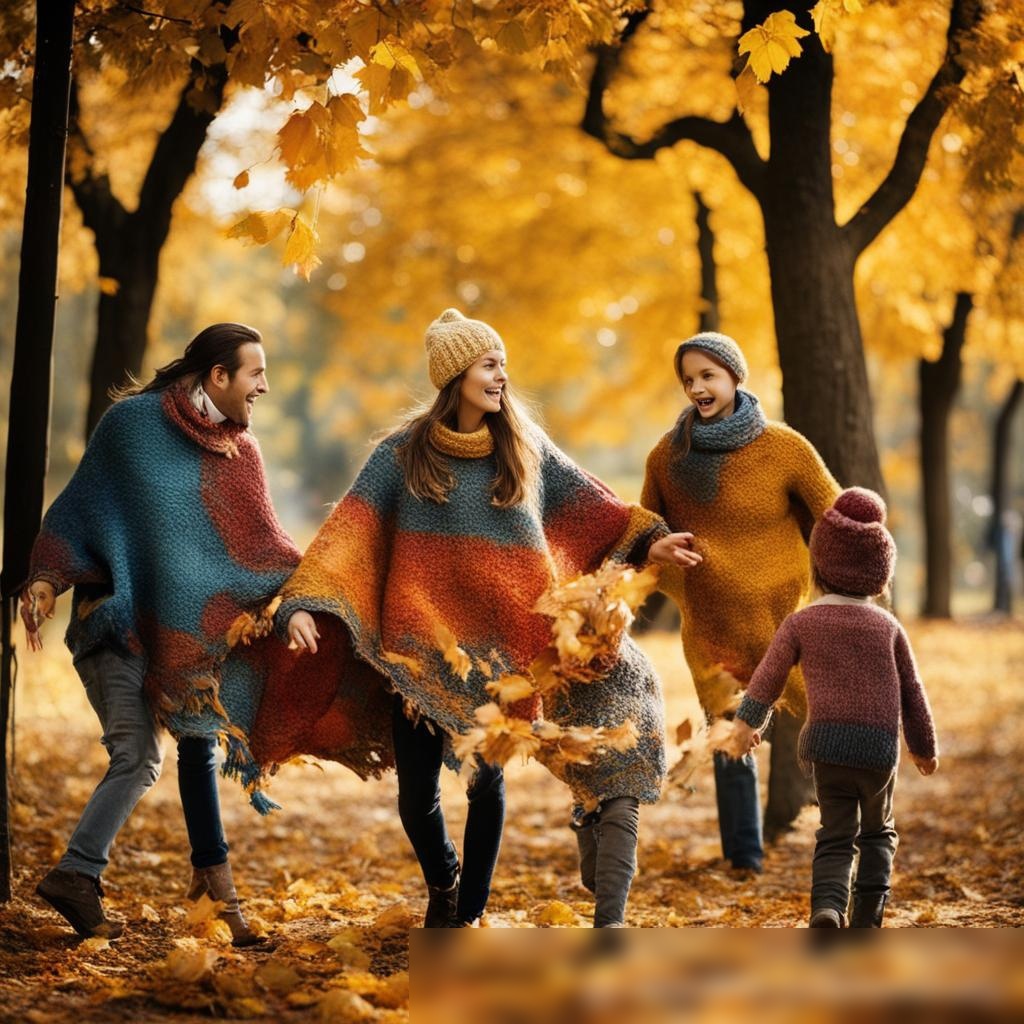 Просмотреть изображение людей в парке осенью, в вязаной одежде - Пример 3