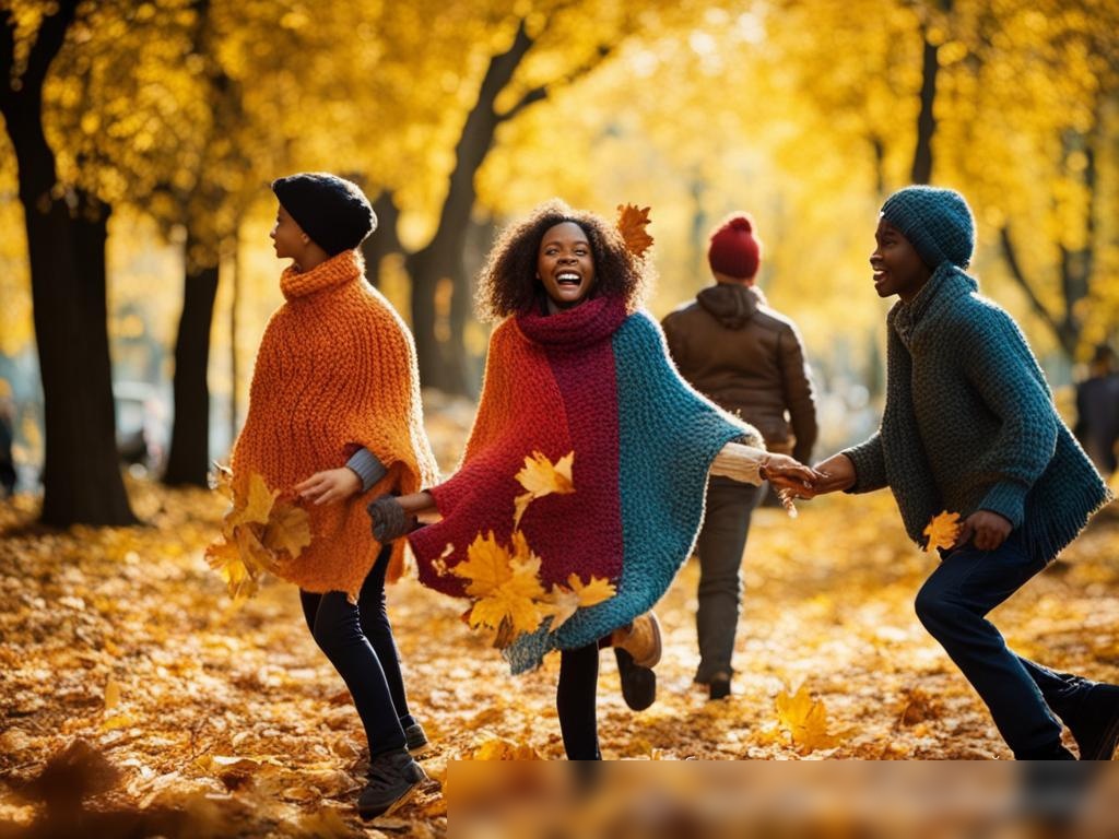Просмотреть изображение людей в парке осенью, в вязаной одежде - Пример 4