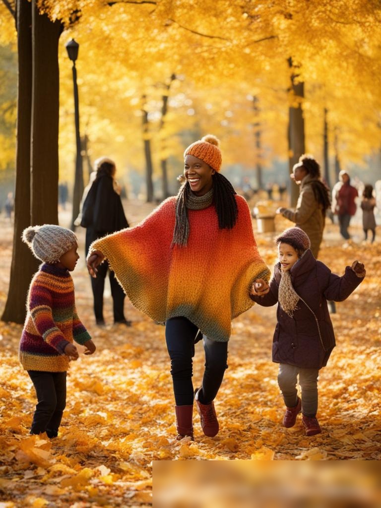 Просмотреть изображение людей в парке осенью, в вязаной одежде - Пример 5