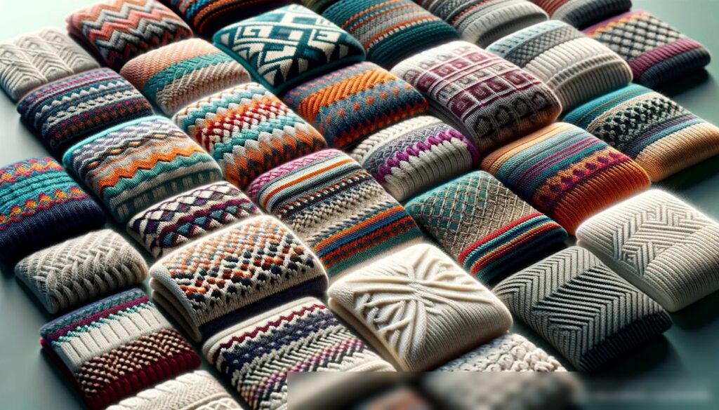 Просмотреть изображение ассортимента вязаных тканевых образцов - Пример 1