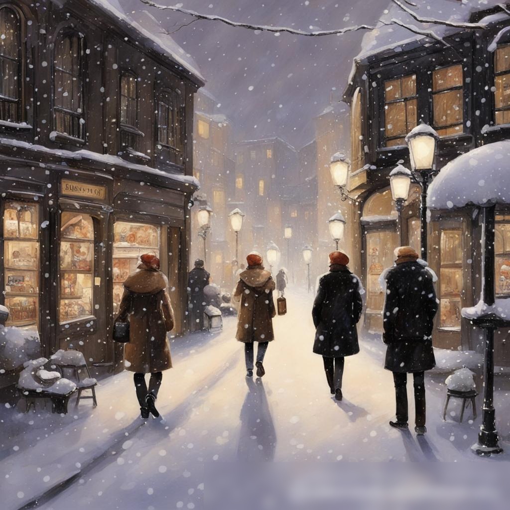 Изображение зимней улицы на рассвете - Пример 3