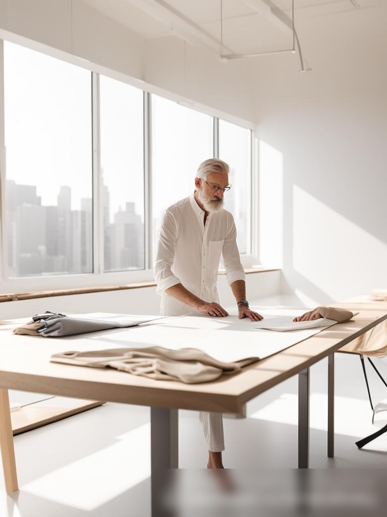 Спокойное и минималистичное рабочее пространство дизайнера одежды, сфокусированное на устойчивом дизайне - Пример 5