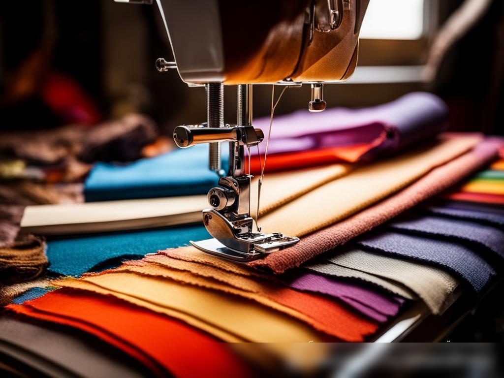 Современная швейная машина с яркими нитками и образцами тканей - Пример 4