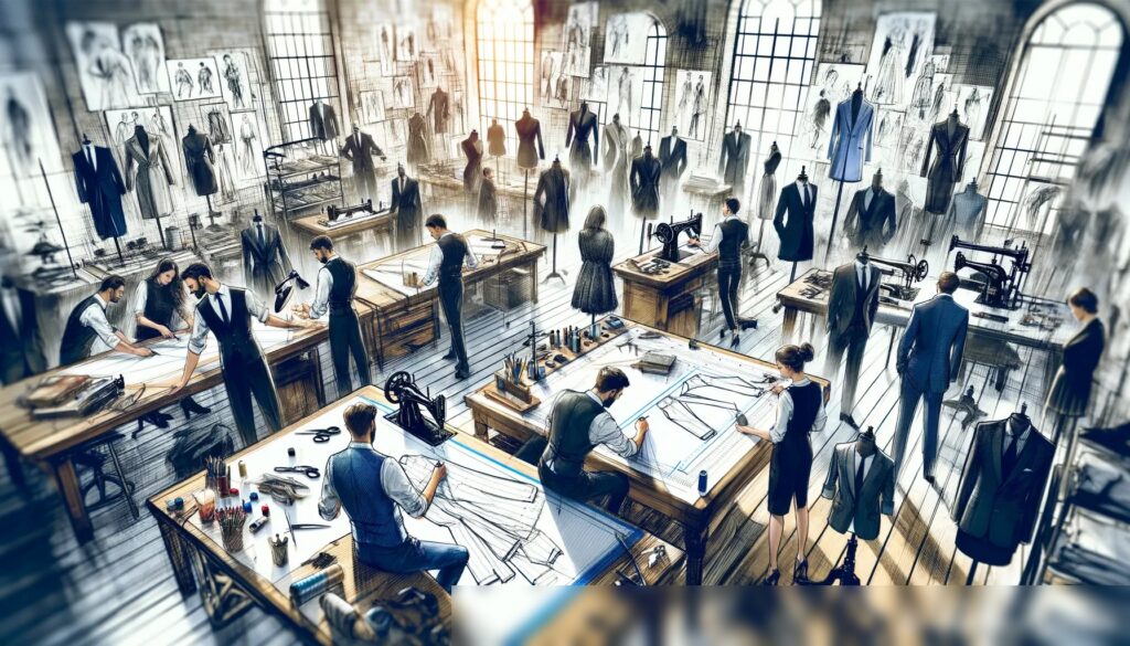 Закулисный взгляд на оживленную швейную мастерскую, где портные и дизайнеры сотрудничают - Пример 2