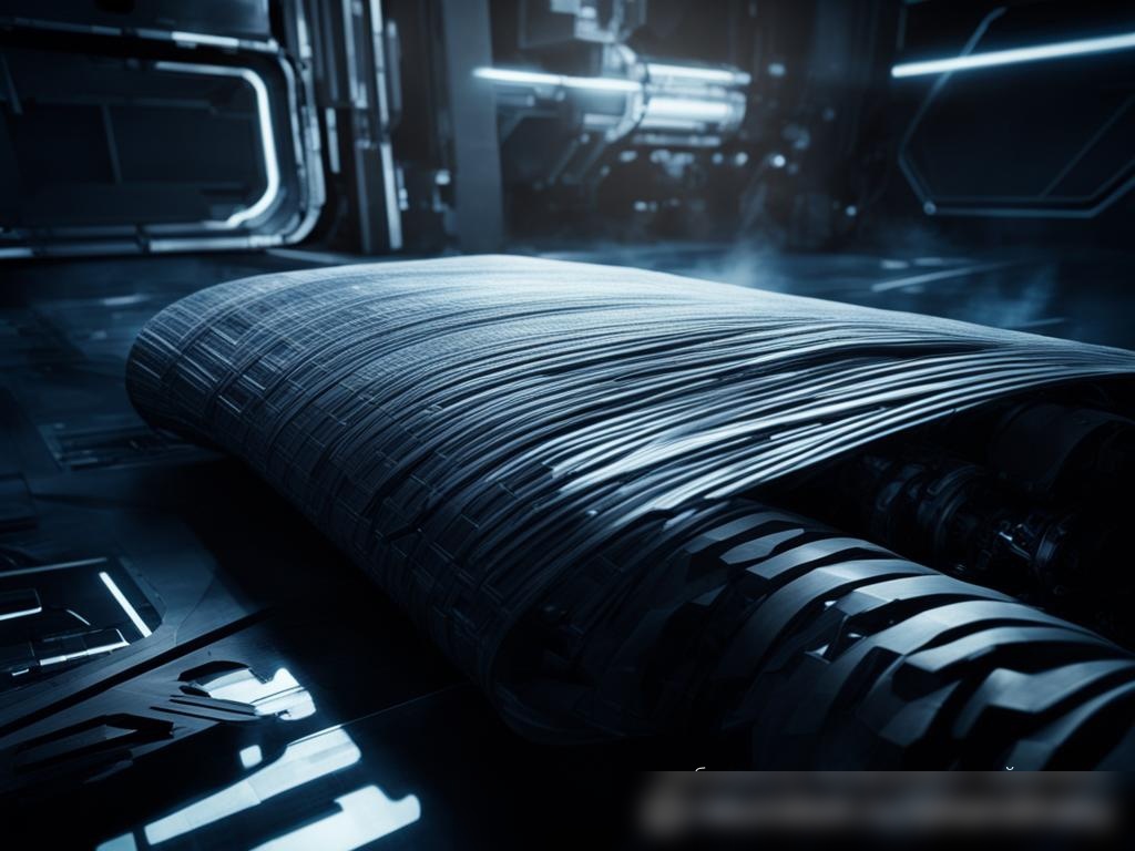 Художественное изображение, изображающее концептуальный дизайн будущих нетканых текстильных материалов, используемых в передовых промышленных приложениях - Пример 4