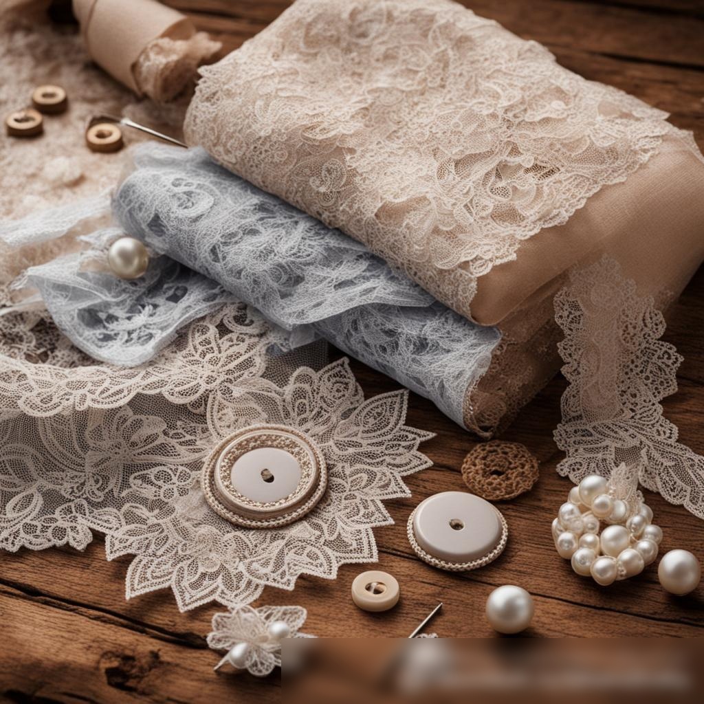 Крупноплановое изображение коллекции роскошных кружев и швейных аксессуаров - Пример 3