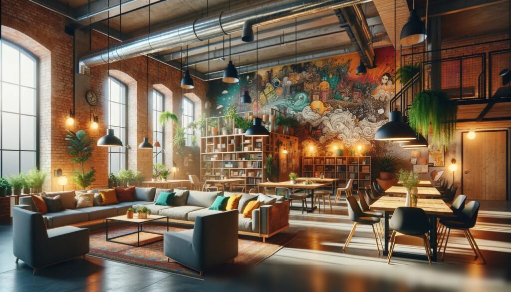 Уютное, творческое коворкинг-пространство с индустриальным дизайном - Пример 2