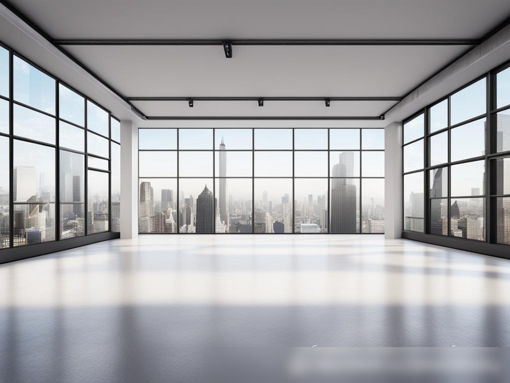 Пустое офисное пространство, доступное для аренды, с видом на город - Пример 4