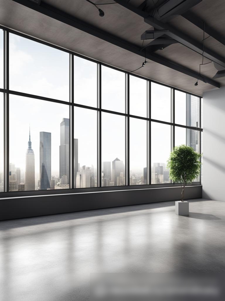 Пустое офисное пространство, доступное для аренды, с видом на город - Пример 5
