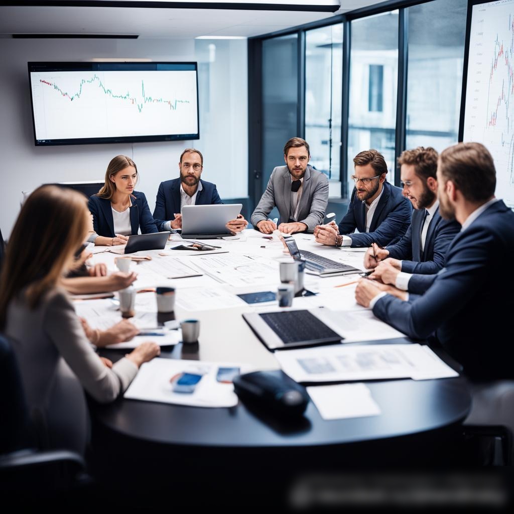 Команда налоговых консультантов разных полов и этнических групп обсуждает вопросы в конференц-зале - Пример 3