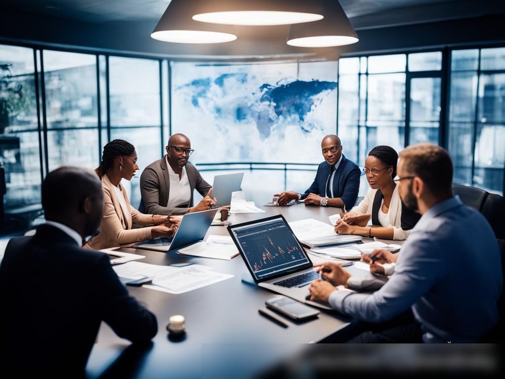 Команда налоговых консультантов разных полов и этнических групп обсуждает вопросы в конференц-зале - Пример 4