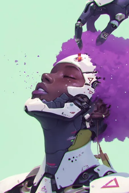 Afrofuturistic Cyborg Elegance - Пример 2