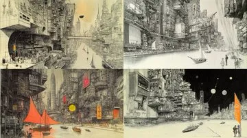 Cyberpunk Waterways at Night - Пример 4