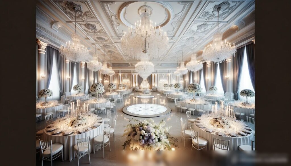 Элегантный внутренний интерьер свадебного зала - Пример 1