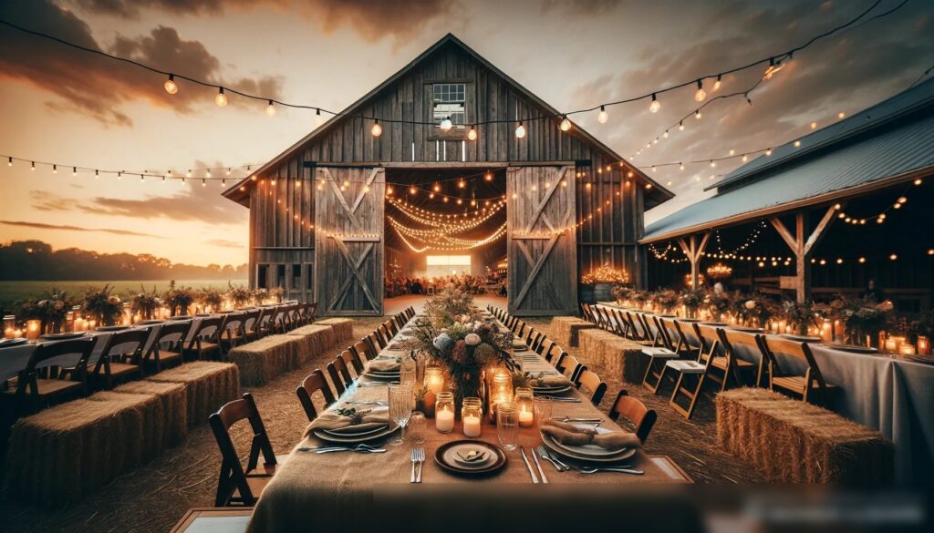 Сельская свадьба в амбаре на закате - Пример 2