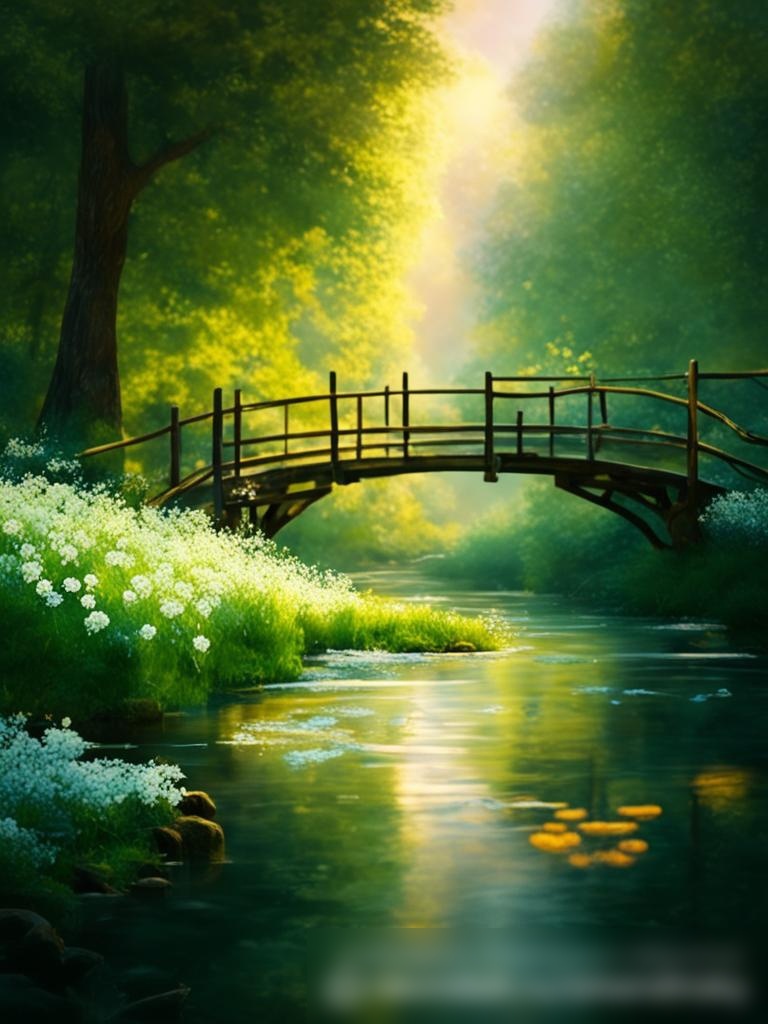 Спокойный пейзаж с рекой, протекающей через зеленый лес - Пример 5