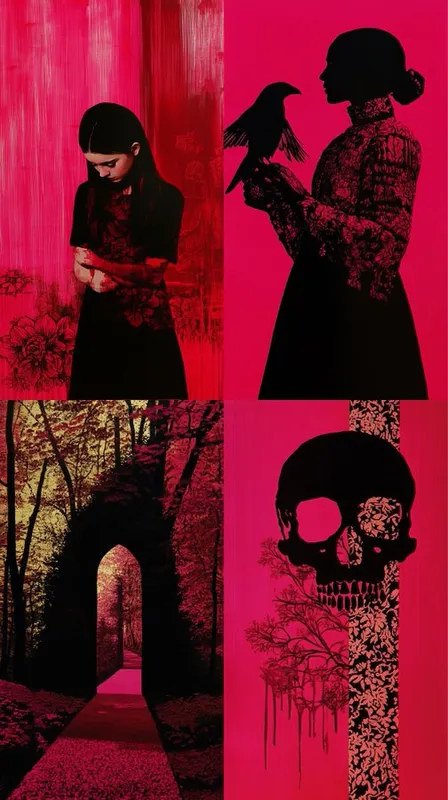 Gothic Elegance in Surreal Red - Пример 2