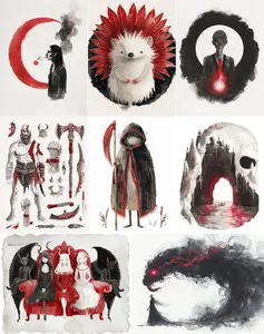 Teal and Red Futuristic Vector Art - Пример 3