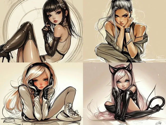 Stylized Chibi Characters with Edgy Elegance - Пример 2
