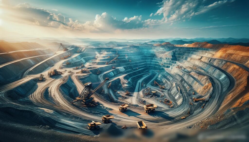 Панорамный вид на крупную открытую горную разработку - Пример 1