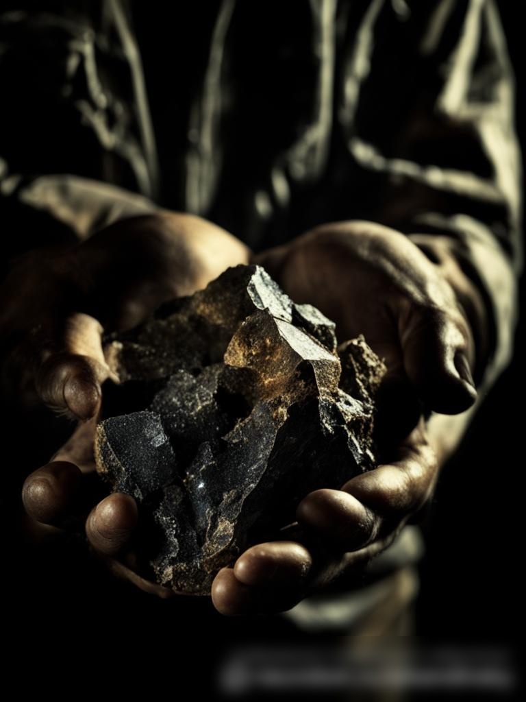 Крупный план рук шахтера, держащего кусок сырой руды - Пример 5