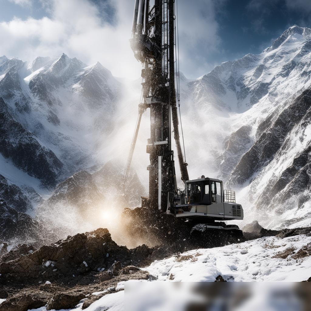 Сцена бурения на снежной, гористой местности - Пример 3