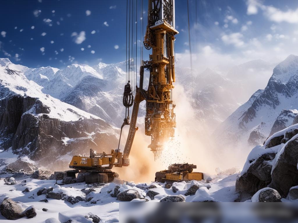 Сцена бурения на снежной, гористой местности - Пример 4