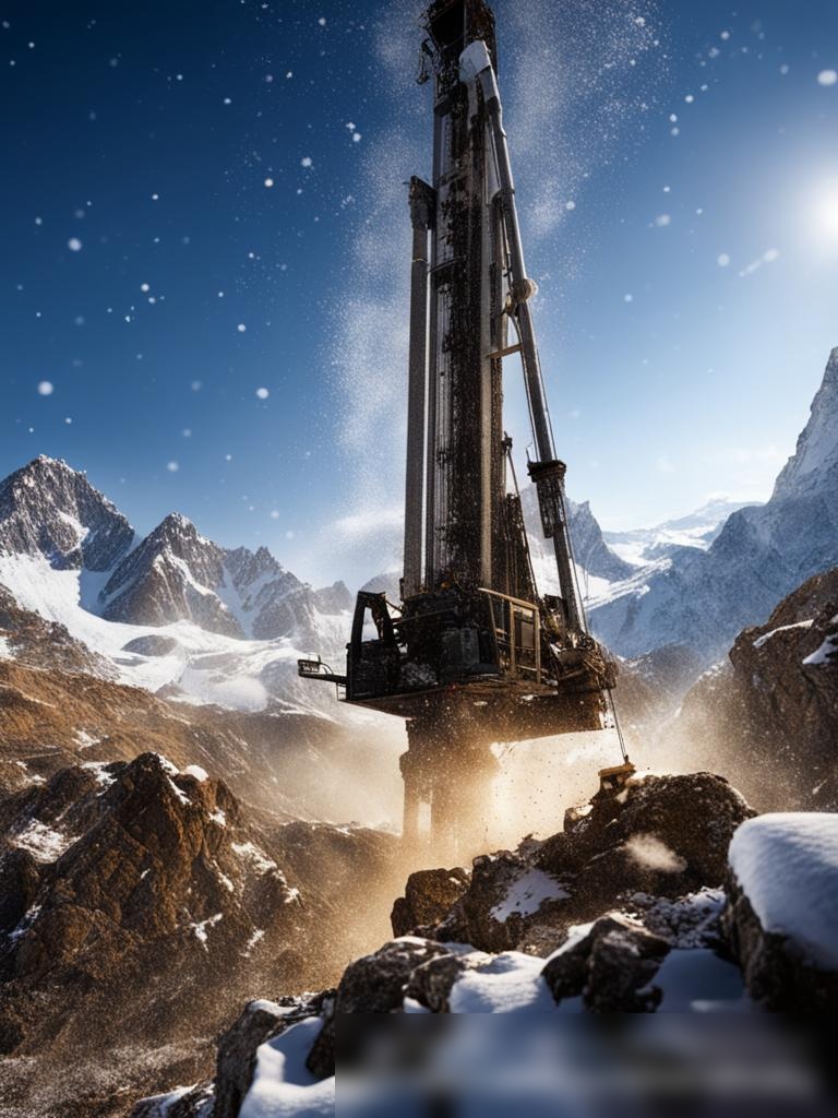 Сцена бурения на снежной, гористой местности - Пример 5