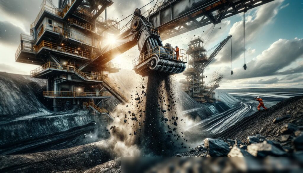 Динамичный крупноплановый снимок угольной шахты на Западе Сибири - Пример 1