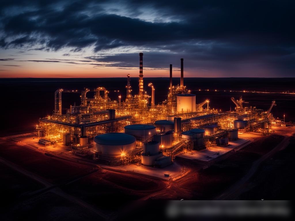 Панорамный вид на завод по переработке природного газа в России в сумеречные часы - Пример 4