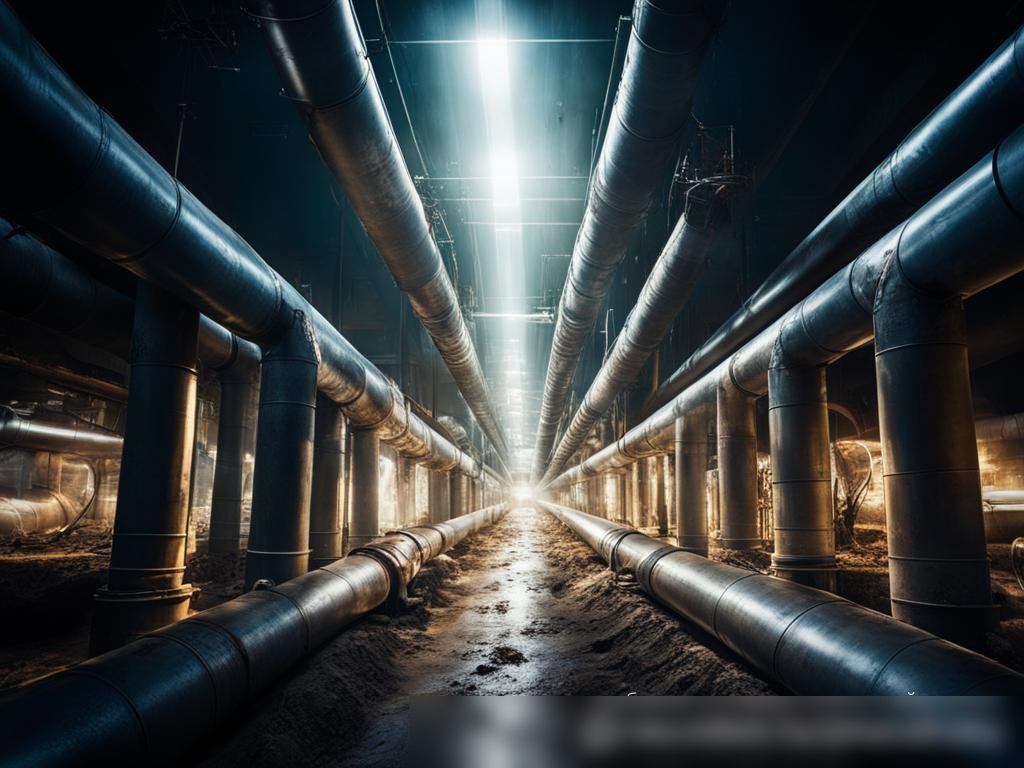 Художественный широкоугольный снимок сети подземных трубопроводов - Пример 4