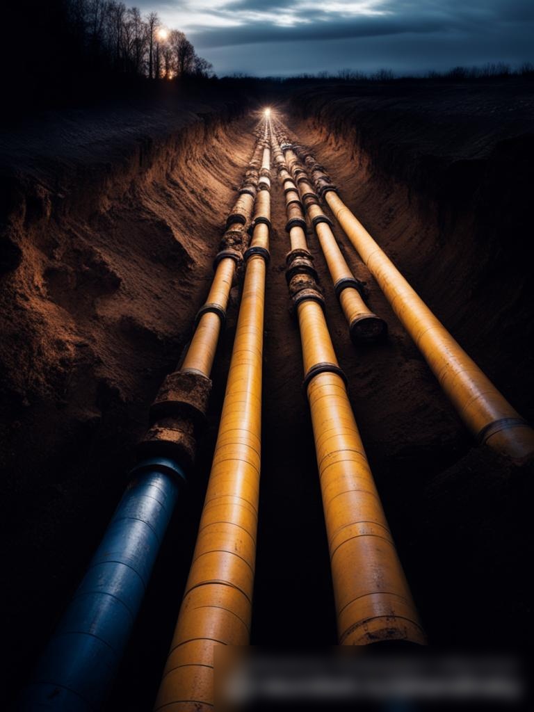 Художественный широкоугольный снимок сети подземных трубопроводов - Пример 5