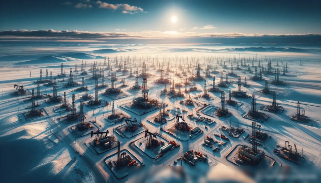Панорамный вид на нефтяное месторождение в Сибирской тундре - Пример 2