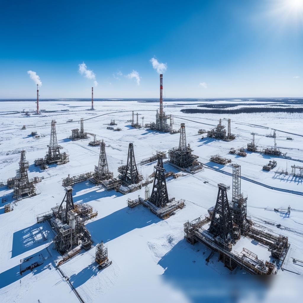 Панорамный вид на нефтяное месторождение в Сибирской тундре - Пример 3