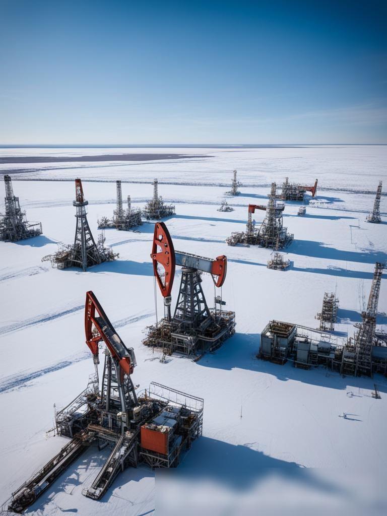 Панорамный вид на нефтяное месторождение в Сибирской тундре - Пример 5