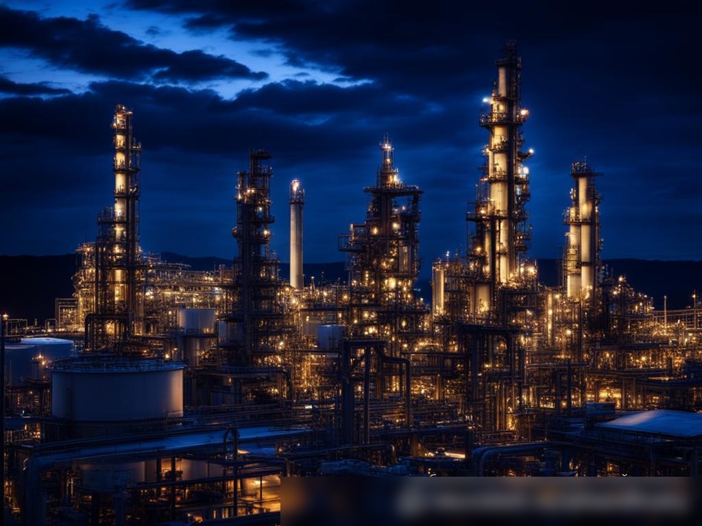 Нефтеперерабатывающий завод ночью - Пример 4